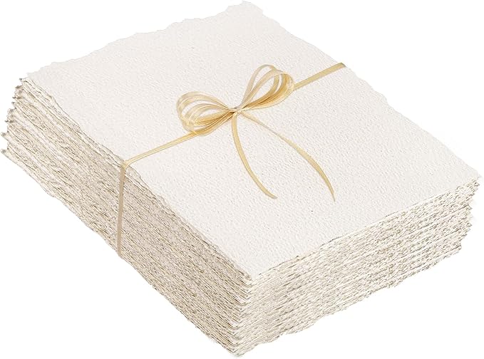 50 Sheets Watercolor Paper 7 x 10, 300 GSM Deckled Edge Paper Rough/Textured by Prudiut
