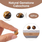 FASHEWELRY 50Pcs Natural Tiger Eye Cabochons Flat Back Gemstone Cabochons Half - Image 2