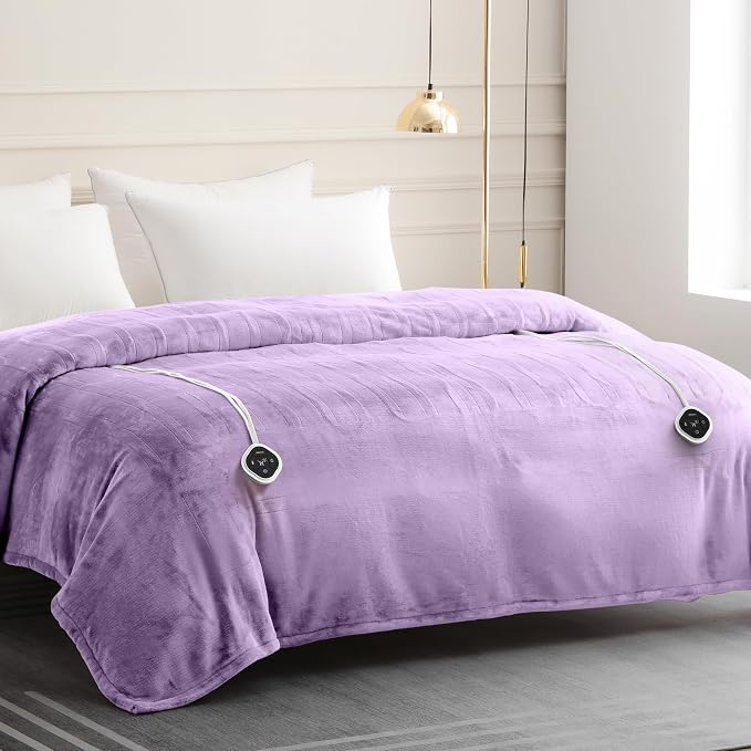 HOMLYNS LuxeHeat Heated Blanket Electric Blanket King Size, Soft Flannel Sherpa - Image 7