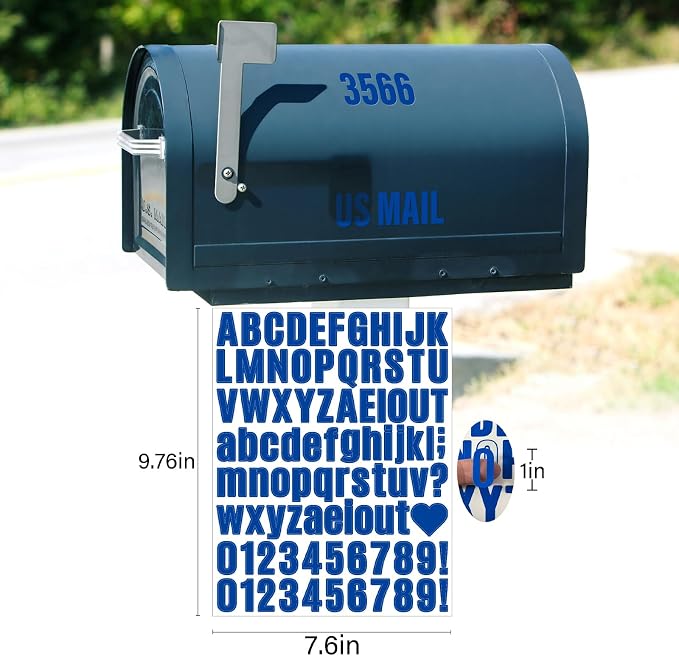 Letter Stickers, Mailbox Numbers, 1 Inch Waterproof Vinyl Alphabet | 1 Inch Blue - Image 3