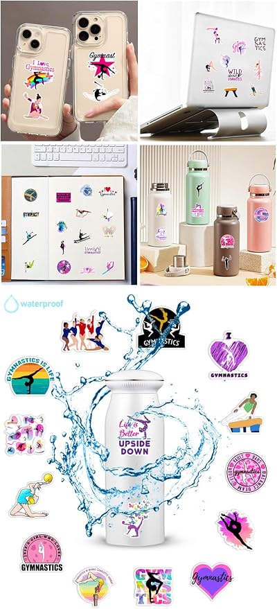 50 Pcs Gymnastics Stickers for Girls, Cute Gymnast Sport Vinyl Decals, - Image 8