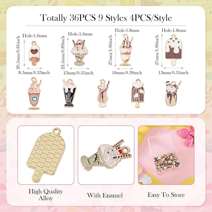 Enamel Food Charms Cute Assorted Food Pendants Sweet Dessert Charms - Image 2