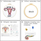 Hand Embroidery Kits for Beginners Adults, Grow a Pair Uterus Embroidery DIY Kit - Image 6