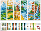 ACRNIGHEET 6pcs Cross Stitch Bookmark Kits, Landscape DIY Cross Stitch Bookmarks by ACRNIGHEET