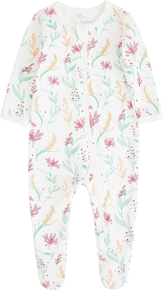 O2 BABY Baby Boys Girls Organic Cotton Zip-Front Sleeper Pajamas, Footed Sleep 'n Play