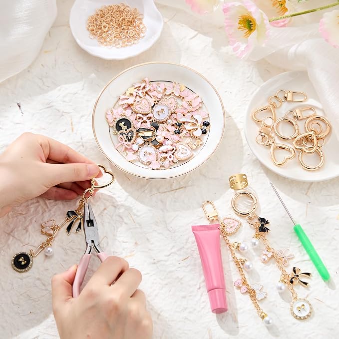 VioraWhite 457 Pcs Butterfly Charms Lip Gloss Keychain Making Kit, DIY Craft - Image 3