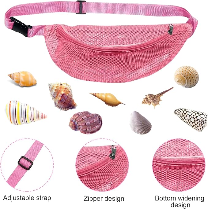 Mesh Beach Bag for kids, Shell Bags for Beach, Fanny Pack Shell Bags for - Image 2