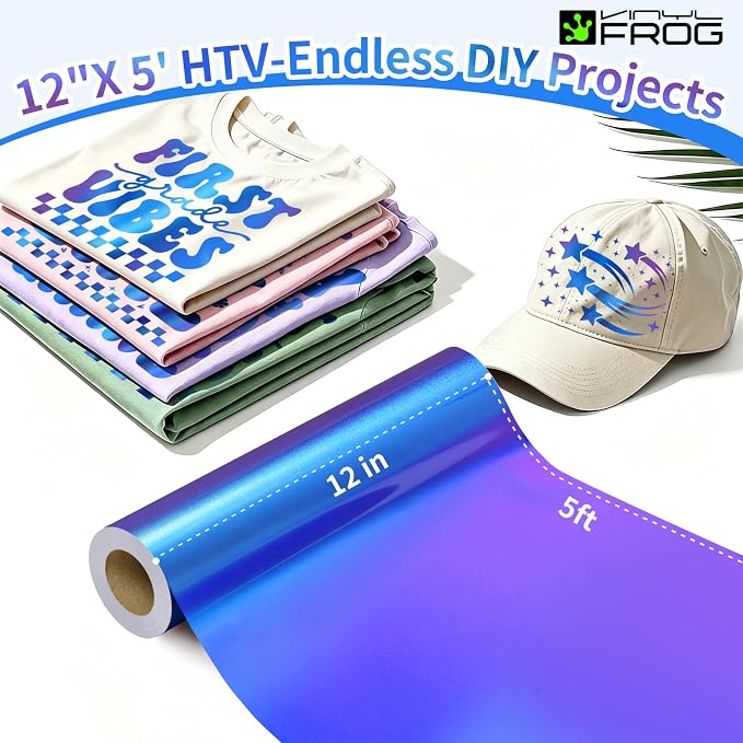 VINYL FROG Chameleon Heat Transfer Vinyl Roll 12" x5ft Gradient HTV Vinyl | - Image 2