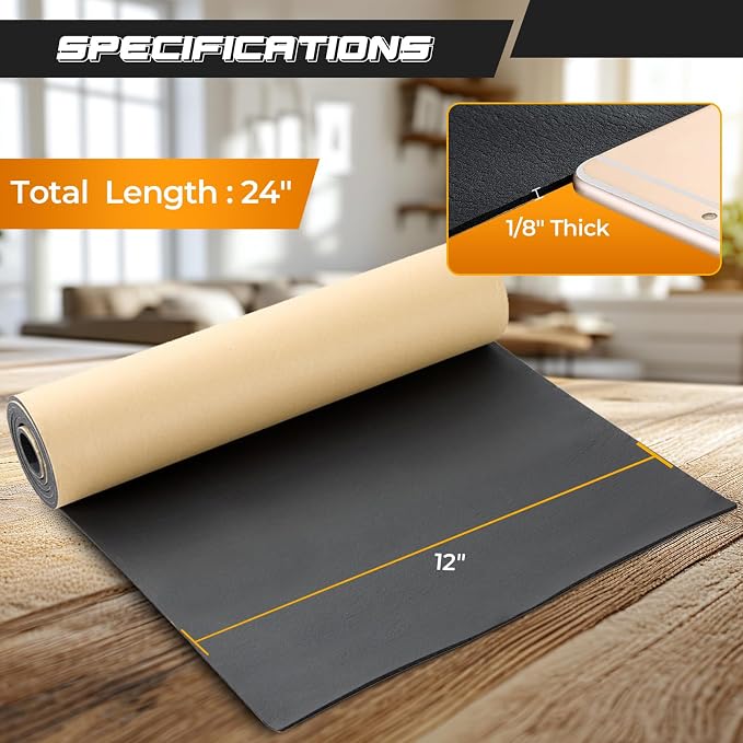 NATGAI Sponge Neoprene with Adhesive Foam Rubber Sheet 1/8” Thick X 12” Wide X - Image 2
