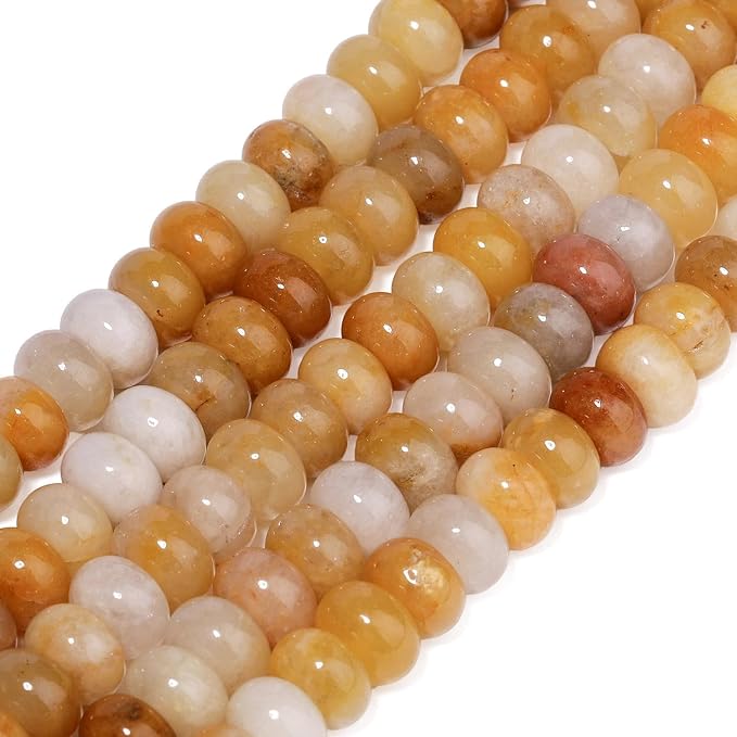 Songxi 5x8mm Natural Yellow Jade Stone Rondelle Beads, Gemstone - Image 3