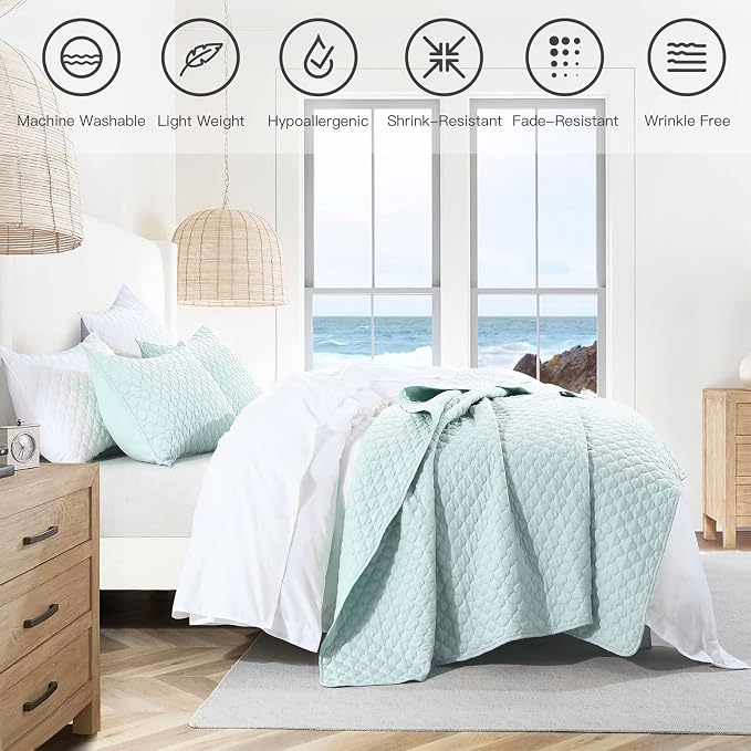 HORIMOTE HOME Quilt Queen Size Aqua Blue, Lightweight Quilt - Image 4