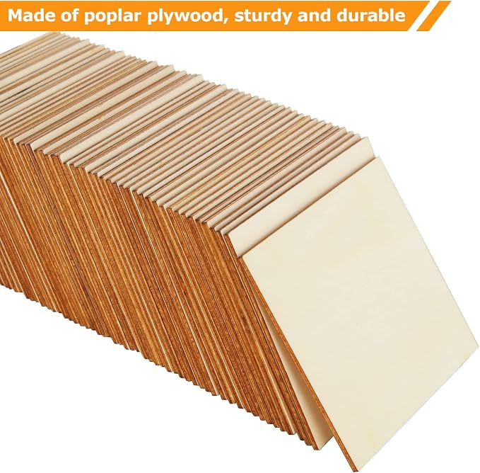 100 Pieces 3x3 Inch Wood Squares Unfinished Basswood Plywood Wooden Sheets 1/8 - Image 3