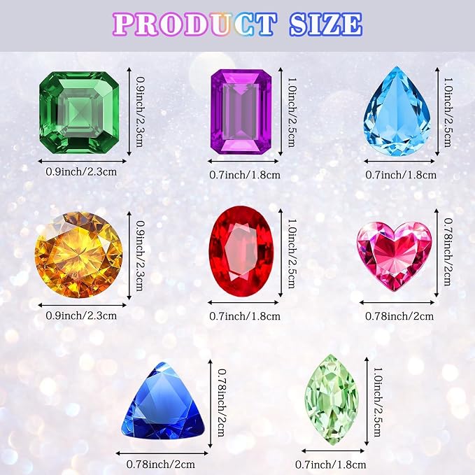 MARFOREVER 150 Pcs Toy Gems Pirate Treasure Jewels Colorful Acrylic Rhinestones - Image 3