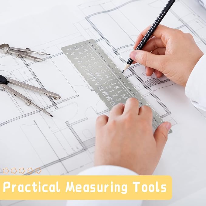 Chinco 4 Pieces Stencils Metal Journal Template 7.1 x 2.3 Inch Bookmark Ruler - Image 5
