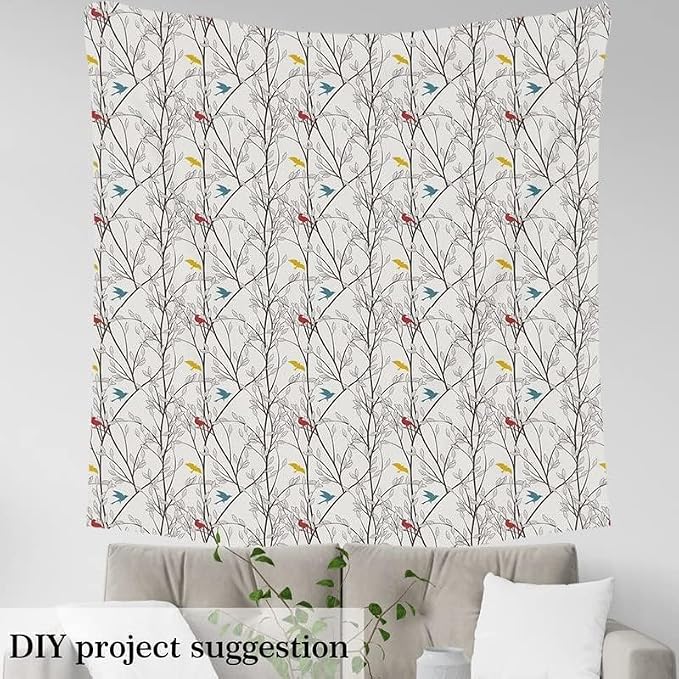 Feelyou Tree Branches Upholstery Fabric by The Yard, Nature Cute Birds - Image 4