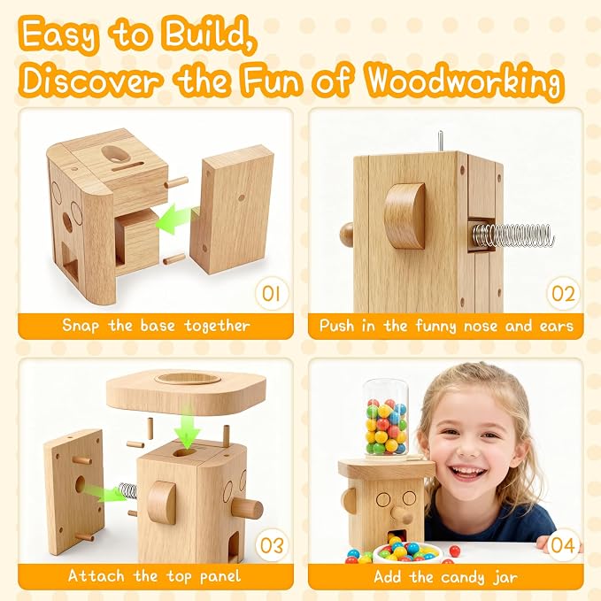 MUKESKY Wood Building Kits for Kids, DIY Woodworking Kit, Safe Creative Wooden - Image 4