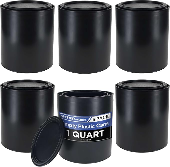 Master Elite 1 Quart Empty Plastic Paint Can Bucket, 32 fl. oz. All-Plastic by MasterAirbrush