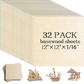 32 Pcs Basswood Sheets 12"x12"x1/8" Balsa Wood Sheet Thin Plywood Engraving by Unknown