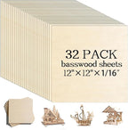 32 Pcs Basswood Sheets 12"x12"x1/8" Balsa Wood Sheet Thin Plywood Engraving by Unknown