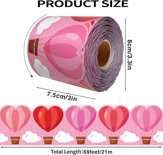 69 Ft Valentine’s Day Heart Hot Air Balloon Bulletin Board Border Love is in - Image 2