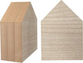 4 Pack 8 Inch Wooden House Shape Block Unfinished Wood Farmhouse Cutouts by Cregugua