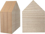 4 Pack 8 Inch Wooden House Shape Block Unfinished Wood Farmhouse Cutouts by Cregugua