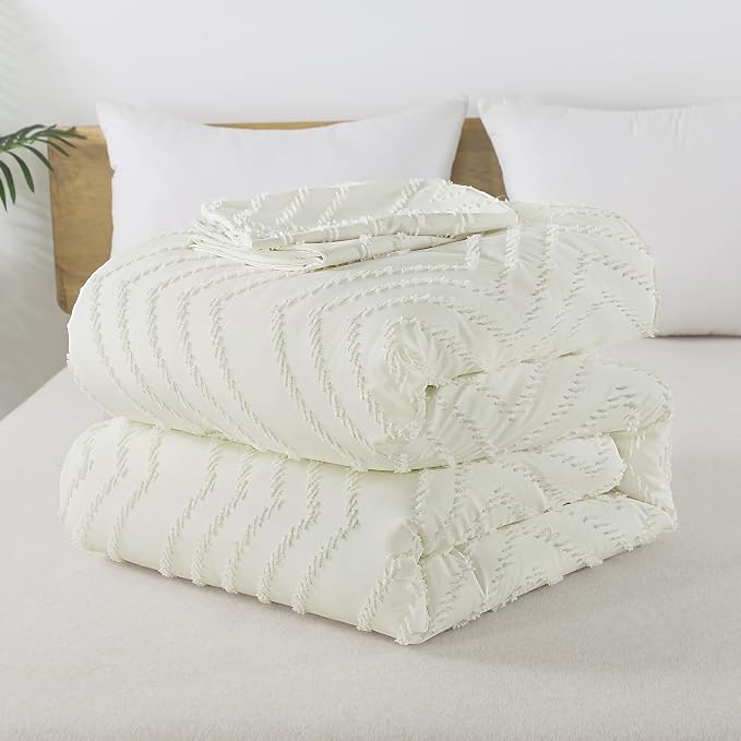 Andency Ivory Comforter Set Full Size, Boho Soft Warm Tufted Bedding Comforter - Image 7