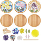 WEBEEDY DIY Mosaic Craft Kit 3 Sets Flower Mosaic Bamboo Coasters Kits by WEBEEDY