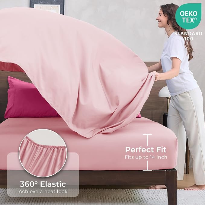 HEVUMYI Hot Pink & Baby Pink Twin Comforter Set - Image 5