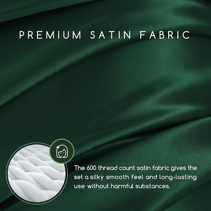 MR&HM Satin Bed Sheets, Queen Size Sheets Set - Image 3