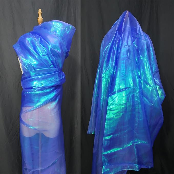 Royal Blue Iridescent Organza Fabric - Image 5