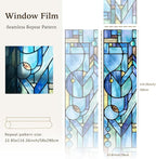 Original Hand Drawn Faux Stained Glass Window Film, Double-Sided Privacy Static - Image 2