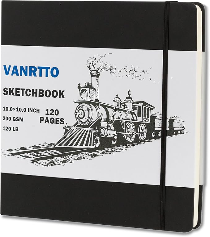 Vanrtto Hardcover Sketch Book, Square Mixed Media Sketchbook 10x10 Inch | by YOURHAPPYTIMECOMPANION