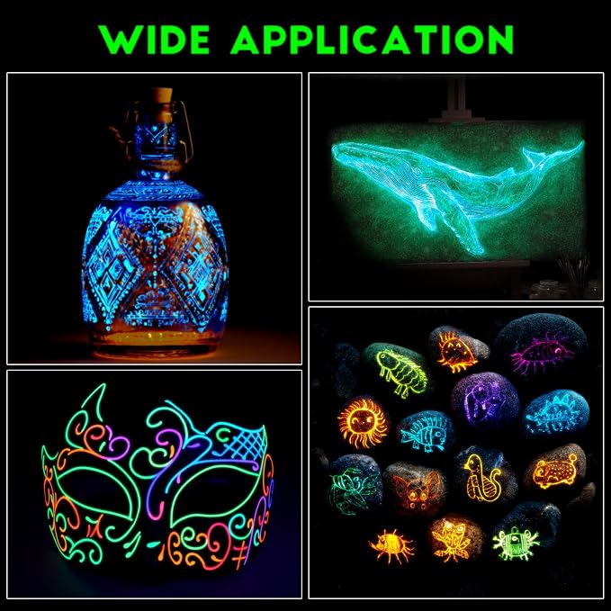 FansArriche Glow in the Dark Fabric Paint, 32 Colors x 20 ml Neon Paint | - Image 6