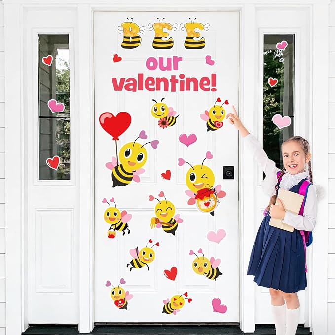JarThenaAMCS Valentine' s Day Bee Classroom Door Decoration Bulletin Board Set by JarThenaAMCS