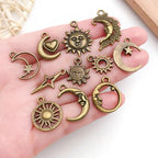 WOCRAFT 60pcs Antique Bronze Sun Moon Star Bracelet Charms - Image 2