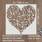 Large 12x12 Inch Mandala Heart Stencil - Image 2