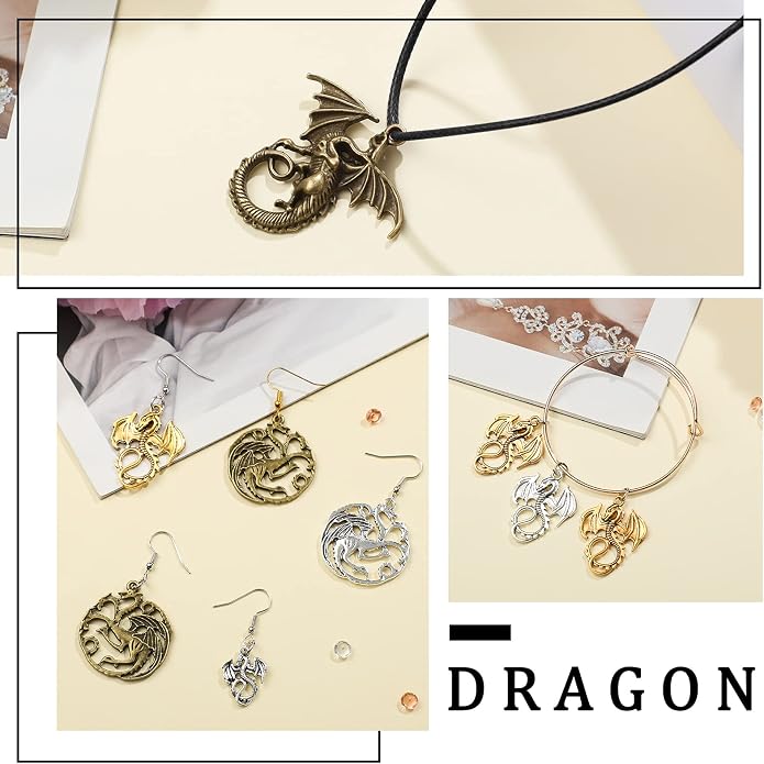 Hicarer 200g 42 Pcs Flying Dragon Charms Pendants Jewelry Craft | Pendants - Image 5