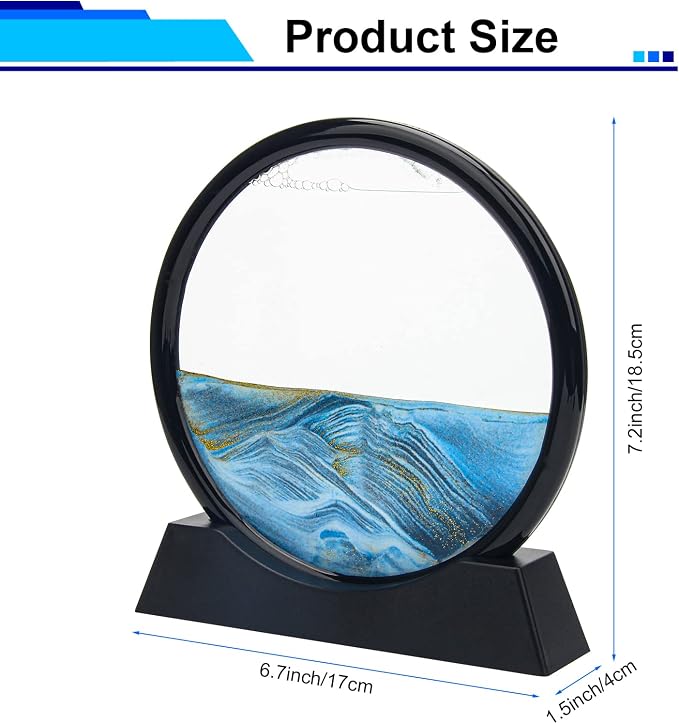Coitak Moving Sand Art Picture, Round Glass Dynamic Sand Picture, Desktop Sand - Image 2