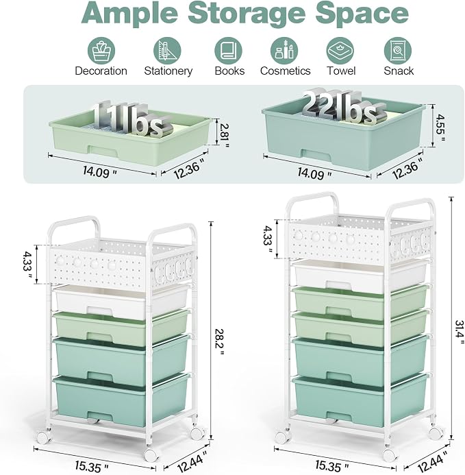 4 Drawer Rolling Storage Cart - Image 2
