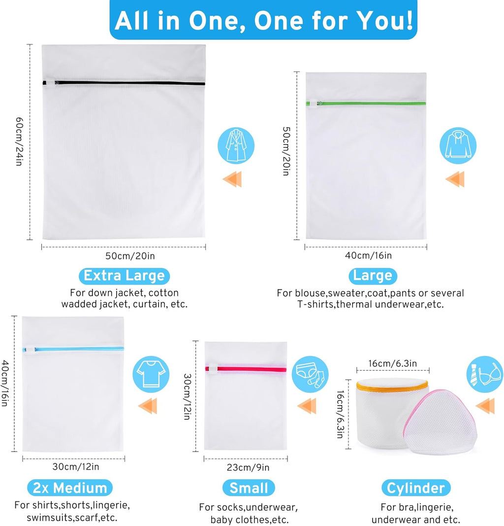 Ultimate 7 Pack 6 Size Mesh Laundry Bags Set for Delicates with AUTO-Lock Zipper, Lingerie Bags for Washing Delicates, Laundry Bags Mesh Wash Bags, Delicates Laundry Bag for Jeans,Blouse,Stocking,Bra