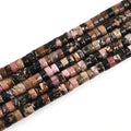 155pcs 4x2mm Natural Black Rhodonite Heishi Disc Rondelle Spacer Stone Semi by LIFAVOVY