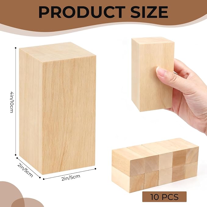 10 Pack Basswood Carving Blocks, Unfinished Wood Whittling Blocks - Image 2