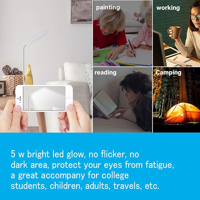 DEEPLITE LED Desk Lamp Battery Operated Lights Cordless Rechargeable Lamp - Image 6