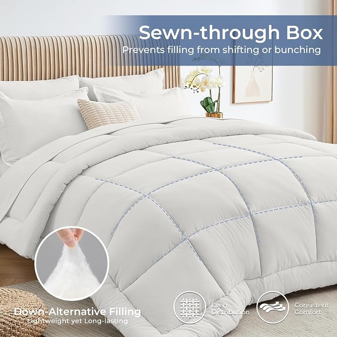 Sasttie Full Size Comforter Sets, 7 Pieces Bed in a Bag Full, Complete Bedding - Image 3