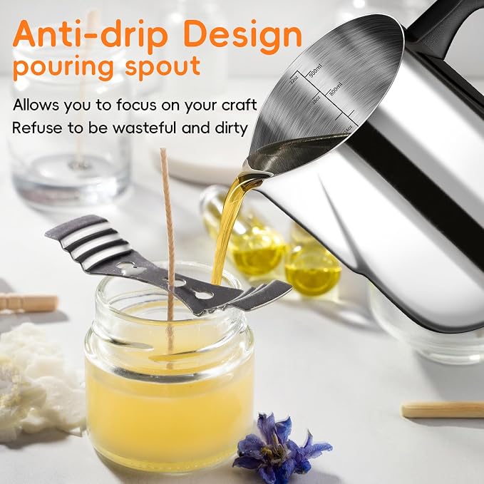 CasaCulina Candle Making Pouring Pot, 32oz Stainless Steel Wax Melting Pot - Image 3
