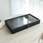 MOOCA 2 Pcs Wood Tempered Glass Top Jewelry Display Case Accessories Storage Box - Image 9
