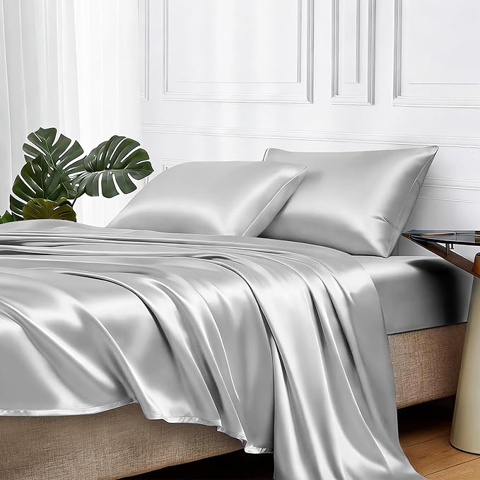 MR&HM Satin Bed Sheets, Twin XL Size Sheets Set by MRHM