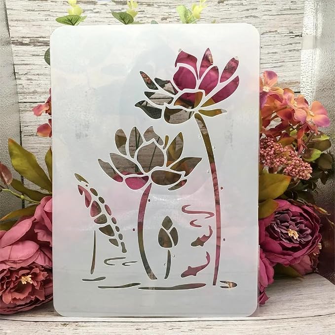 TIAMECH A4 Reusable Lotus Flower Stencil - Image 4