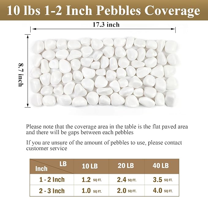 FANTIAN 10 lbs White Rocks for Landscaping, 1-2 Inch Small Pebbles for Indoor - Image 3